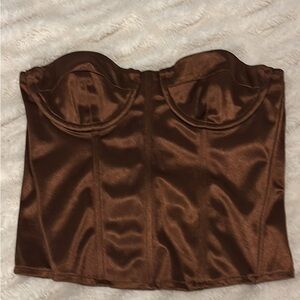 Brown Satin Corset Top